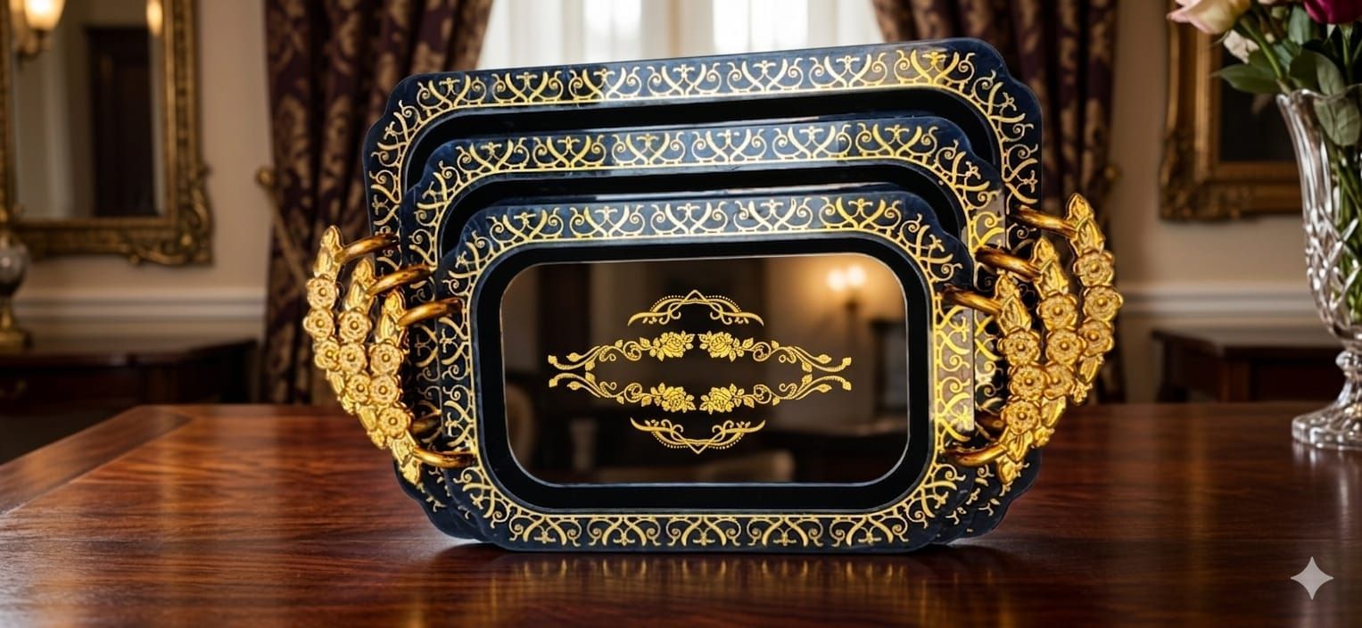 سینی سه تیکه لاکی مشکی