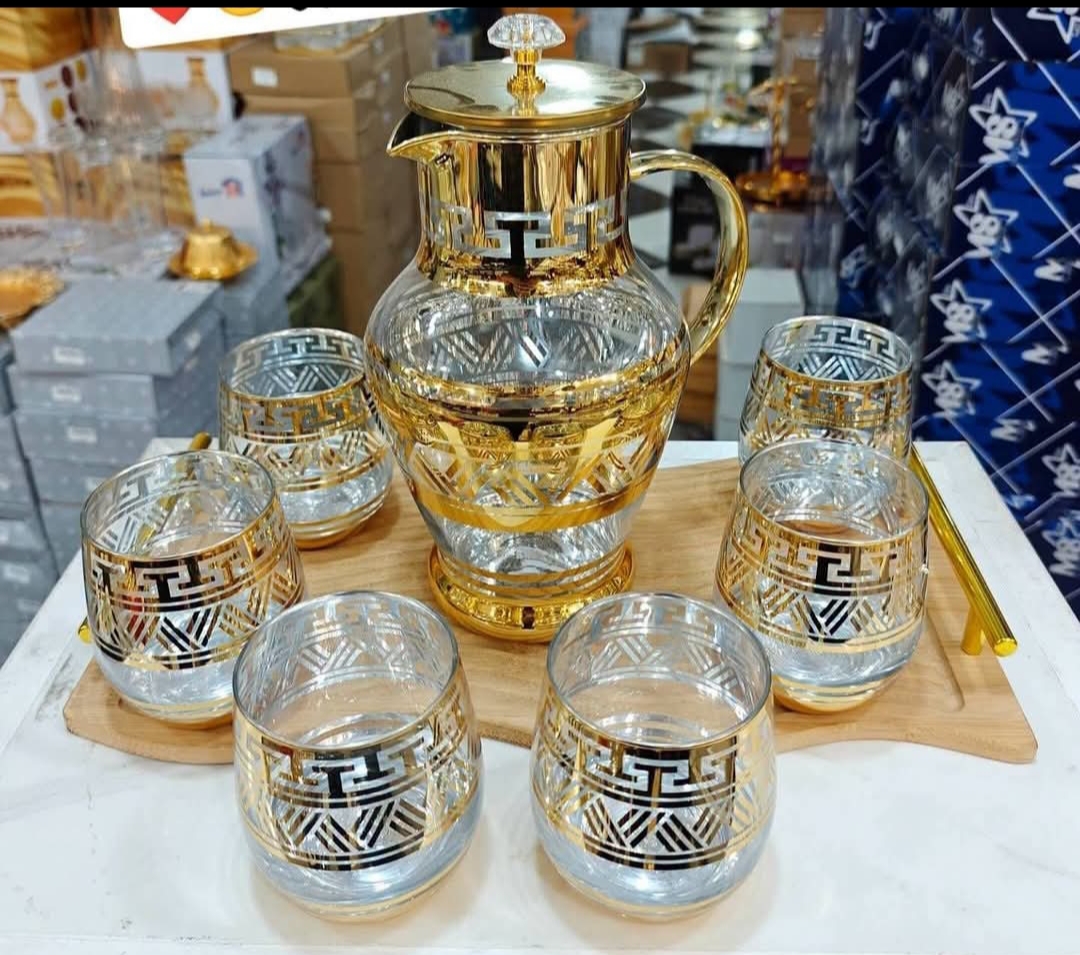 ست پارچ ولیوان دورطلا وارداتی
