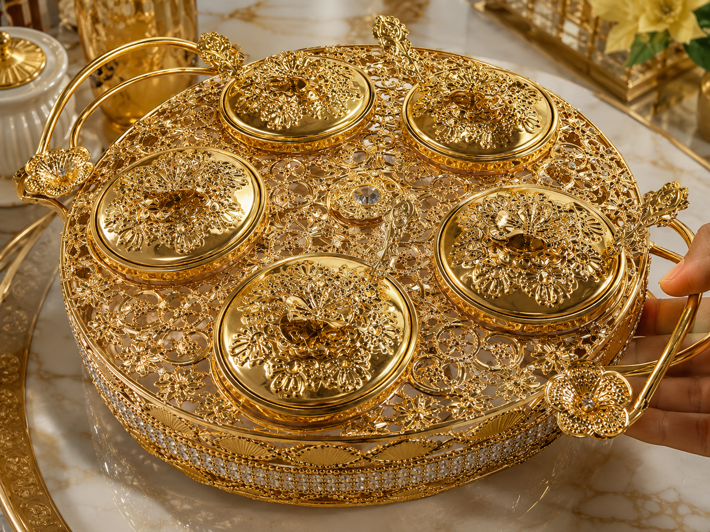 اردوخوری ۵ تایی لوکس اماراتی رنگ ثابت